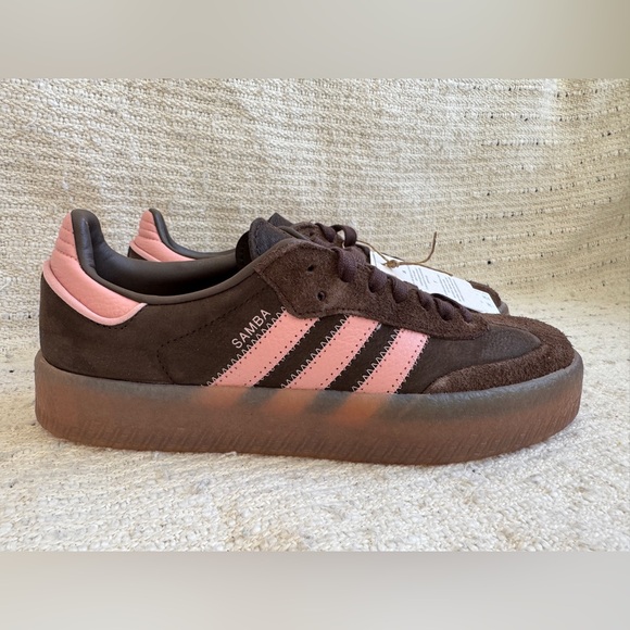 NWT Adidas Sambae Platform Sneakers Brown Pink Mauve JI2744 Size 7.5 Coquette - Picture 5 of 12
